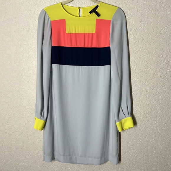 BCBG MaxAzaria Color Block Cally Dress. Sz XS Gray/Blue/Coral. Long sleeve. - Picture 1 of 6
